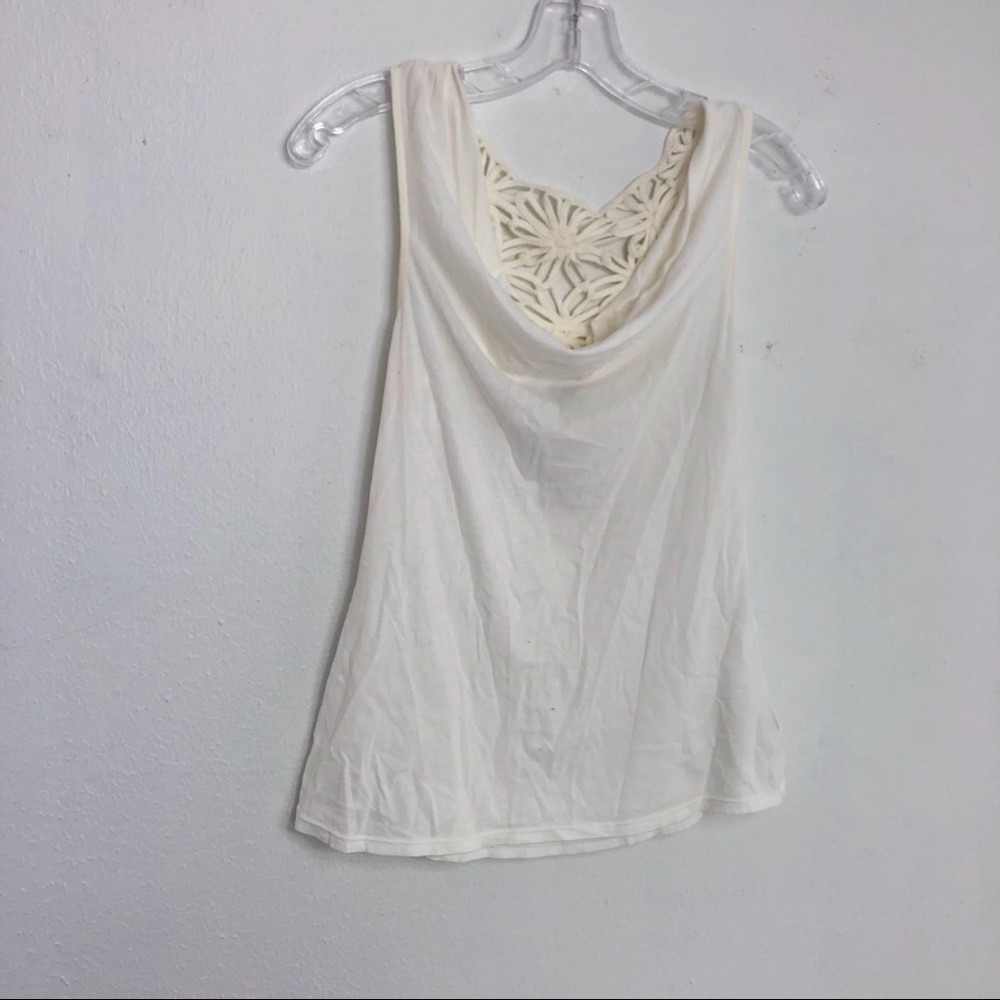 Ric Rac Soutache Trim Draped Neck Cream Top S